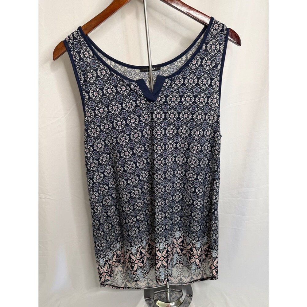 Papermoon Navy & Pink Patterned Sleeveless Tank